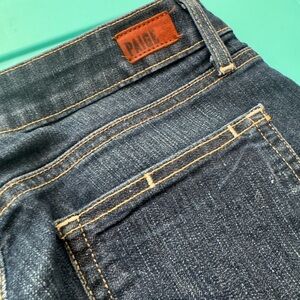 Anthropologie Paige Peg Straight Skinny Dark Blue Wash Denim Jeans Size 29
